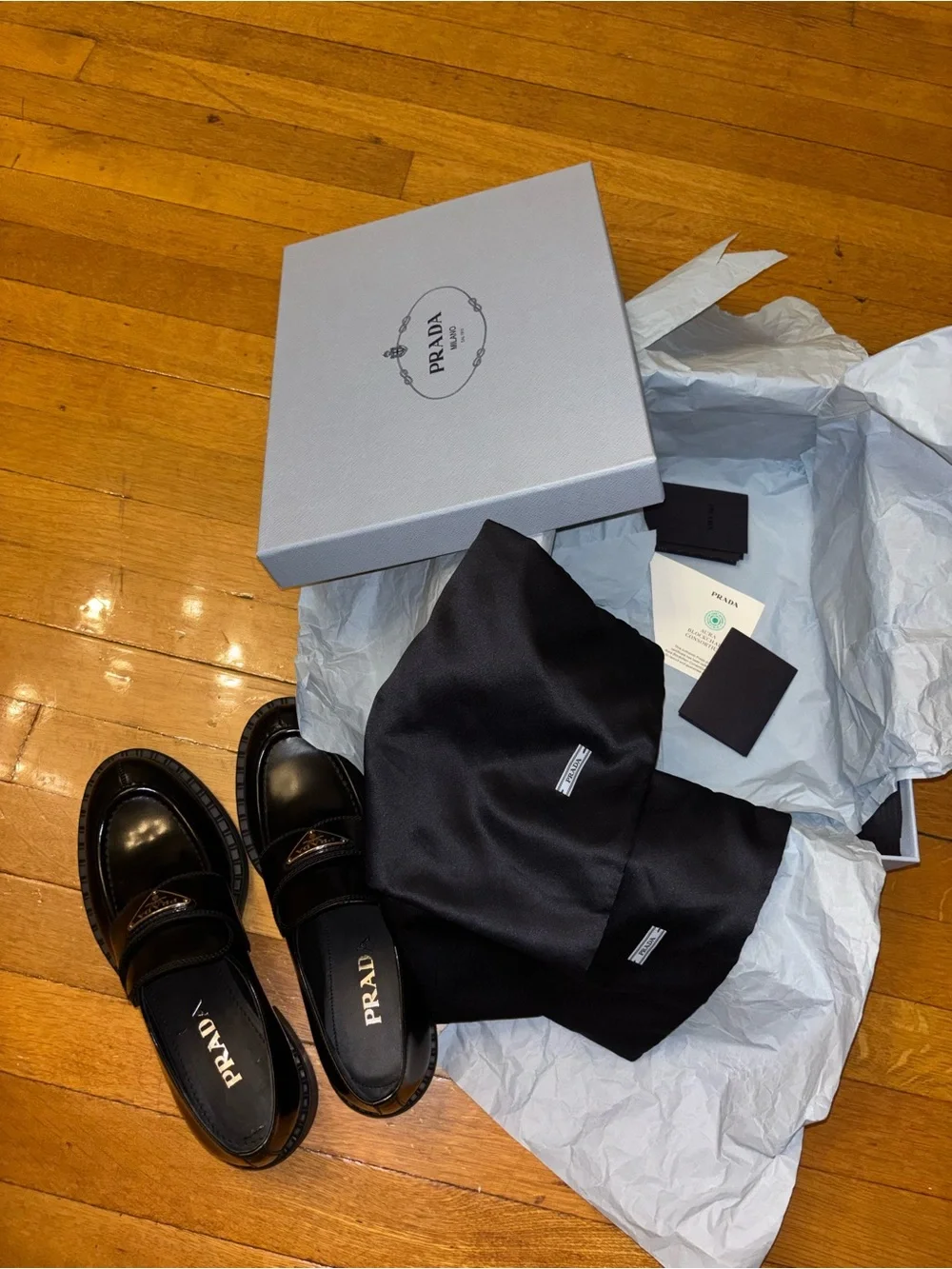 Prada black leather